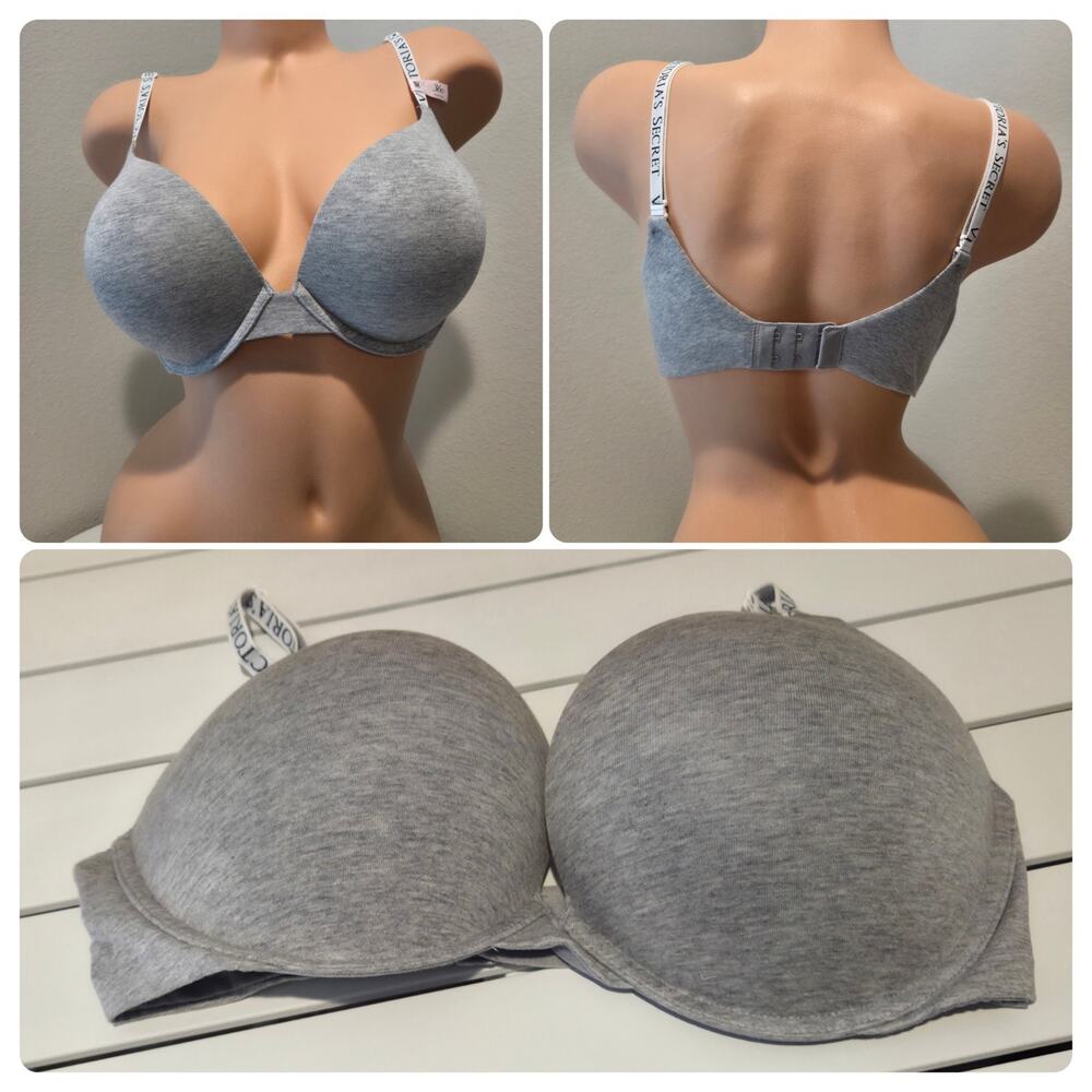 Victoria's Secret Bombshell T-Shirt Plunge Push-Up Bra Add 2 Cups Gray 36D